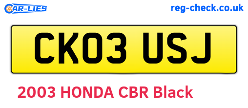 CK03USJ are the vehicle registration plates.