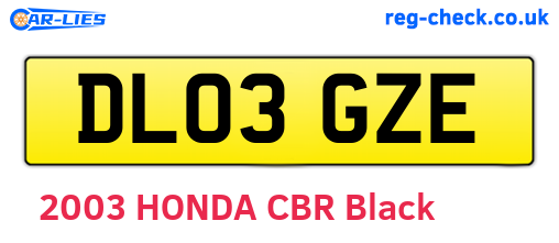 DL03GZE are the vehicle registration plates.