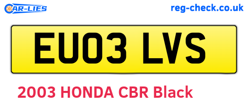 EU03LVS are the vehicle registration plates.