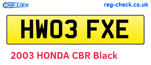 HW03FXE are the vehicle registration plates.