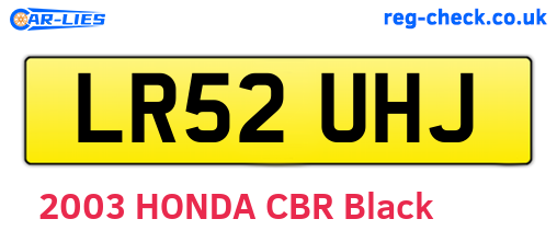 LR52UHJ are the vehicle registration plates.