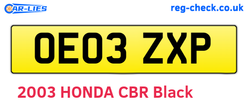 OE03ZXP are the vehicle registration plates.