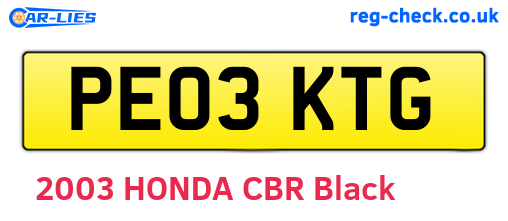 PE03KTG are the vehicle registration plates.