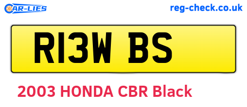 R13WBS are the vehicle registration plates.