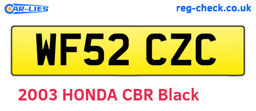 WF52CZC are the vehicle registration plates.