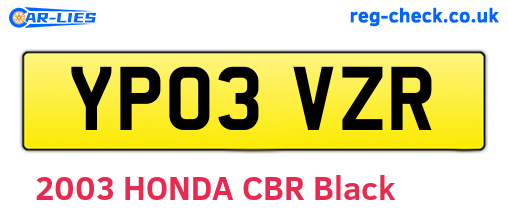 YP03VZR are the vehicle registration plates.
