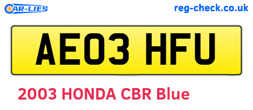 AE03HFU are the vehicle registration plates.