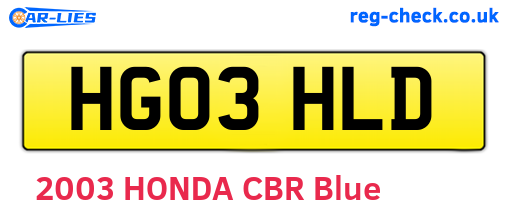 HG03HLD are the vehicle registration plates.