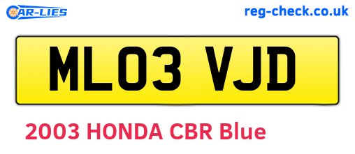 ML03VJD are the vehicle registration plates.