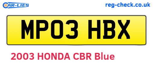 MP03HBX are the vehicle registration plates.