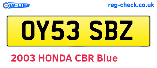 OY53SBZ are the vehicle registration plates.
