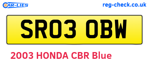 SR03OBW are the vehicle registration plates.