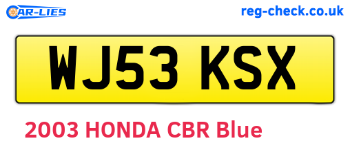 WJ53KSX are the vehicle registration plates.