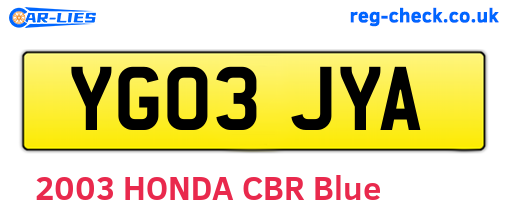 YG03JYA are the vehicle registration plates.