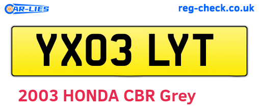 YX03LYT are the vehicle registration plates.