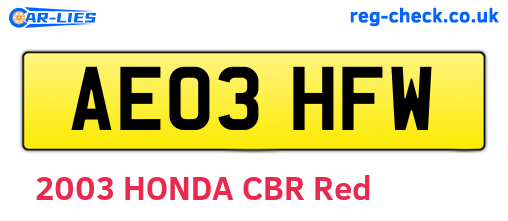 AE03HFW are the vehicle registration plates.