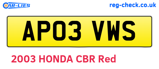AP03VWS are the vehicle registration plates.