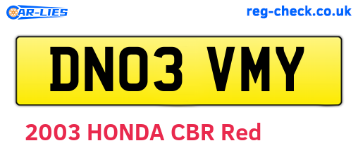 DN03VMY are the vehicle registration plates.