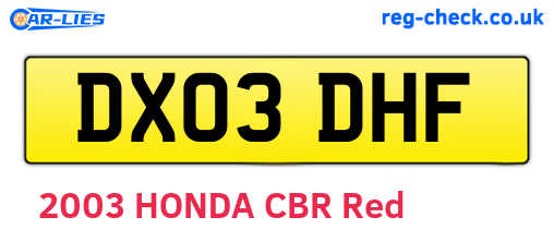 DX03DHF are the vehicle registration plates.