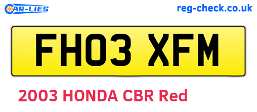 FH03XFM are the vehicle registration plates.