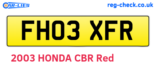 FH03XFR are the vehicle registration plates.