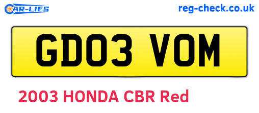 GD03VOM are the vehicle registration plates.