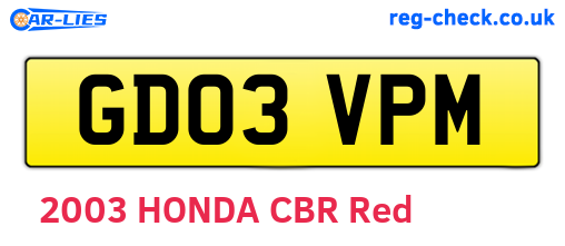 GD03VPM are the vehicle registration plates.