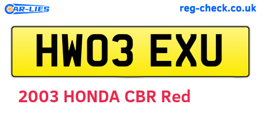 HW03EXU are the vehicle registration plates.