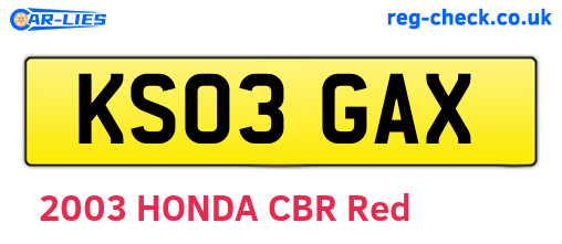 KS03GAX are the vehicle registration plates.