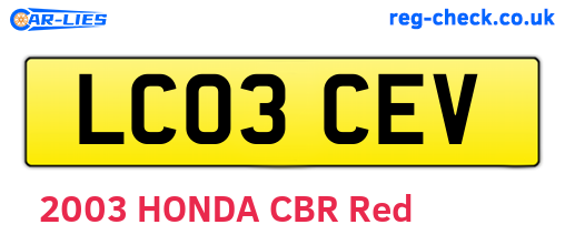 LC03CEV are the vehicle registration plates.