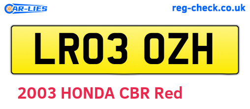 LR03OZH are the vehicle registration plates.