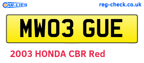 MW03GUE are the vehicle registration plates.