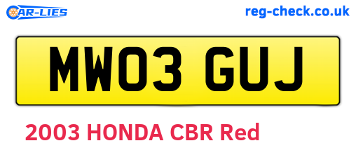 MW03GUJ are the vehicle registration plates.