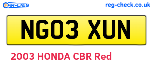 NG03XUN are the vehicle registration plates.