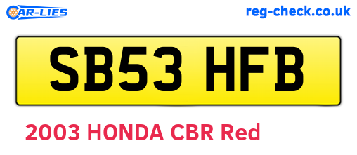 SB53HFB are the vehicle registration plates.