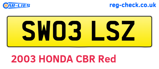 SW03LSZ are the vehicle registration plates.