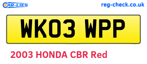 WK03WPP are the vehicle registration plates.