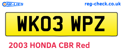 WK03WPZ are the vehicle registration plates.