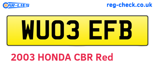 WU03EFB are the vehicle registration plates.