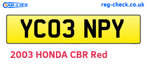 YC03NPY are the vehicle registration plates.