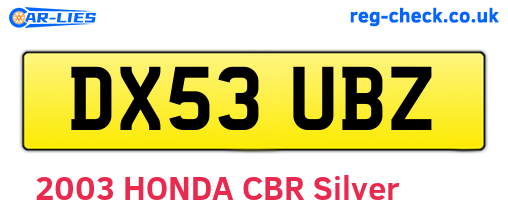 DX53UBZ are the vehicle registration plates.