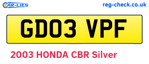 GD03VPF are the vehicle registration plates.