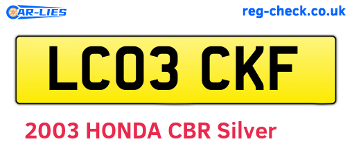 LC03CKF are the vehicle registration plates.