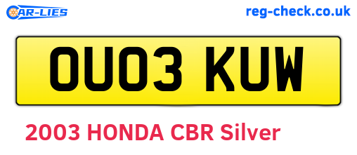OU03KUW are the vehicle registration plates.