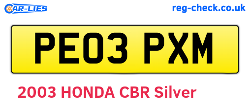 PE03PXM are the vehicle registration plates.