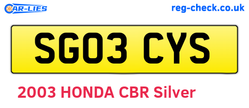 SG03CYS are the vehicle registration plates.