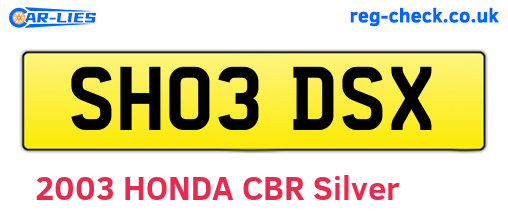 SH03DSX are the vehicle registration plates.