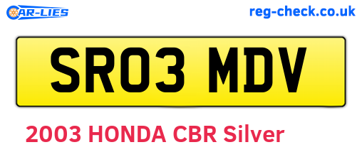 SR03MDV are the vehicle registration plates.