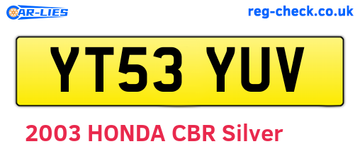 YT53YUV are the vehicle registration plates.