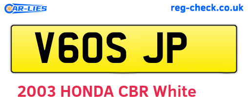 V60SJP are the vehicle registration plates.